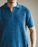 3sixteen Knit Polo - Vintage Blue Boxweave