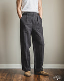 3sixteen Pleated Trouser - Black Linen