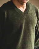 3sixteen V-Neck Sweater - Hunter Green Tweed