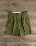 BS-B45S 2 Pleated Classic Shorts - Olive