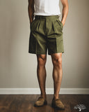 BS-B45S 2 Pleated Classic Shorts - Olive