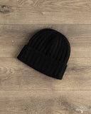 Cableami Cashmere 2x2 Rib Watch Cap - Black