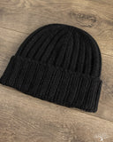 Cableami Cashmere 2x2 Rib Watch Cap - Black