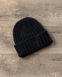 Cableami Cashmere 2x2 Rib Watch Cap - Black