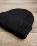 Cableami Cashmere 2x2 Rib Watch Cap - Black