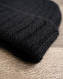 Cableami Cashmere 2x2 Rib Watch Cap - Black