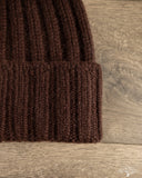 Cableami Cashmere 2x2 Rib Watch Cap - Brown