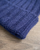 Cableami Cashmere 2x2 Rib Watch Cap - Denim Blue