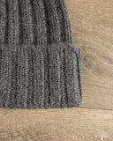 Cableami Cashmere 2x2 Rib Watch Cap - Grey