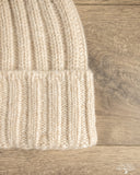Cableami Cashmere 2x2 Rib Watch Cap - Light Beige