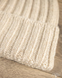Cableami Cashmere 2x2 Rib Watch Cap - Light Beige
