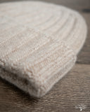 Cableami Cashmere 2x2 Rib Watch Cap - Light Beige