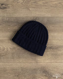 Cableami Cashmere 2x2 Rib Watch Cap - Navy
