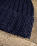 Cableami Cashmere 2x2 Rib Watch Cap - Navy