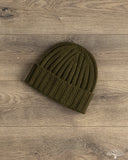 Cableami Cashmere 2x2 Rib Watch Cap - Olive