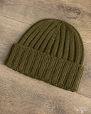 Cableami Cashmere 2x2 Rib Watch Cap - Olive