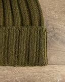Cableami Cashmere 2x2 Rib Watch Cap - Olive