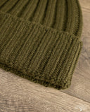 Cableami Cashmere 2x2 Rib Watch Cap - Olive