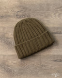 Cableami Cashmere 2x2 Rib Watch Cap - Olive