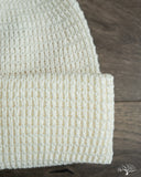 Cableami Linen-Like Cotton Watch Cap Double Rolled Cuff - White