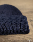 Cableami Linen-Like Finished Cotton Watch Cap - Navy