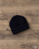 Cableami Wool Short Watch Cap - Navy