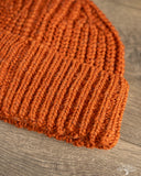 Cableami Wool Short Watch Cap - Orange