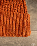 Cableami Wool Short Watch Cap - Orange