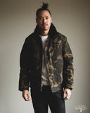 Dehen 1920 N-1 Deck Jacket - Dry Wax Cotton Darkwood Camo Brown Mouton