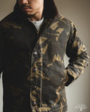 Dehen 1920 N-1 Deck Jacket - Dry Wax Cotton Darkwood Camo Brown Mouton