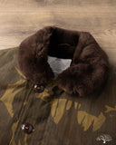 Dehen 1920 N-1 Deck Jacket - Dry Wax Cotton Darkwood Camo Brown Mouton