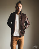 Dehen 1920 Varsity Jacket - Brown Melton / Antique Brandy Leather 