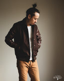 Dehen 1920 Varsity Jacket - Brown Melton / Antique Brandy Leather