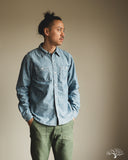 Flat Head FN-SCK-010L - 5oz Chambray Work Shirt - Blue