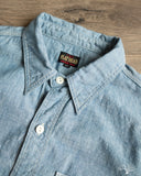 Flat Head FN-SCK-010L - 5oz Chambray Work Shirt - Blue