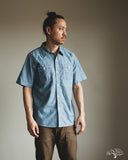 Flat Head FN-SCK-010S - 5oz Chambray Short-Sleeve Work Shirt - Blue