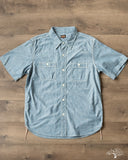 Flat Head FN-SCK-010S - 5oz Chambray Short-Sleeve Work Shirt - Blue