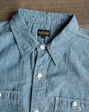 Flat Head FN-SCK-010S - 5oz Chambray Short-Sleeve Work Shirt - Blue