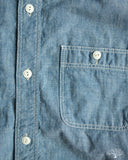 Flat Head FN-SCK-010S - 5oz Chambray Short-Sleeve Work Shirt - Blue