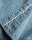 Flat Head FN-SCK-010S - 5oz Chambray Short-Sleeve Work Shirt - Blue