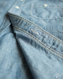 Flat Head FN-SCK-010S - 5oz Chambray Short-Sleeve Work Shirt - Blue