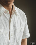 Flat Head FN-SCK-010S - 5oz Chambray Short-Sleeve Work Shirt - White