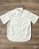 Flat Head FN-SCK-010S - 5oz Chambray Short-Sleeve Work Shirt - White
