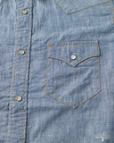 Flat Head FN-SCW-003L - 5oz Chambray Western Shirt - Blue