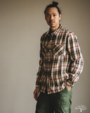 Flat Head FN-SNR-014L - Flannel Check Work Shirt - Ivory