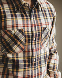 Flat Head FN-SNR-014L - Flannel Check Work Shirt - Ivory