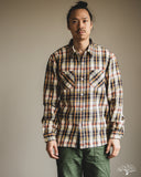 Flat Head FN-SNR-014L - Flannel Check Work Shirt - Ivory