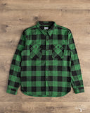 Flat Head FN-SNR-101L - Block Check Flannel Shirt - Green/Black