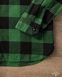 Flat Head FN-SNR-101L - Block Check Flannel Shirt - Green/Black