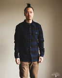 Flat Head FN-SNR-101LSP - Block Check Flannel Shirt - Indigo